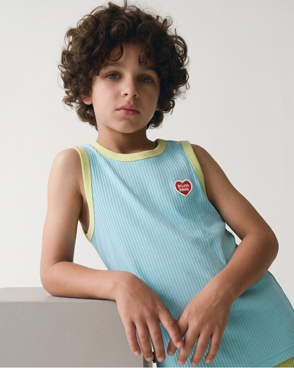 [SET] Light Blue BB Heart Two-Tone Sleeveless One Mile