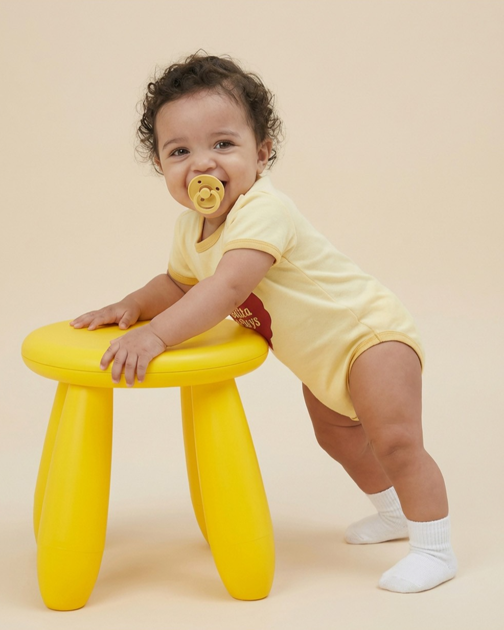 BABY Yellow Bubble Apple Short Jumpsuit