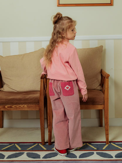 Pink BB Heart Stripe High Neck Long Sleeve