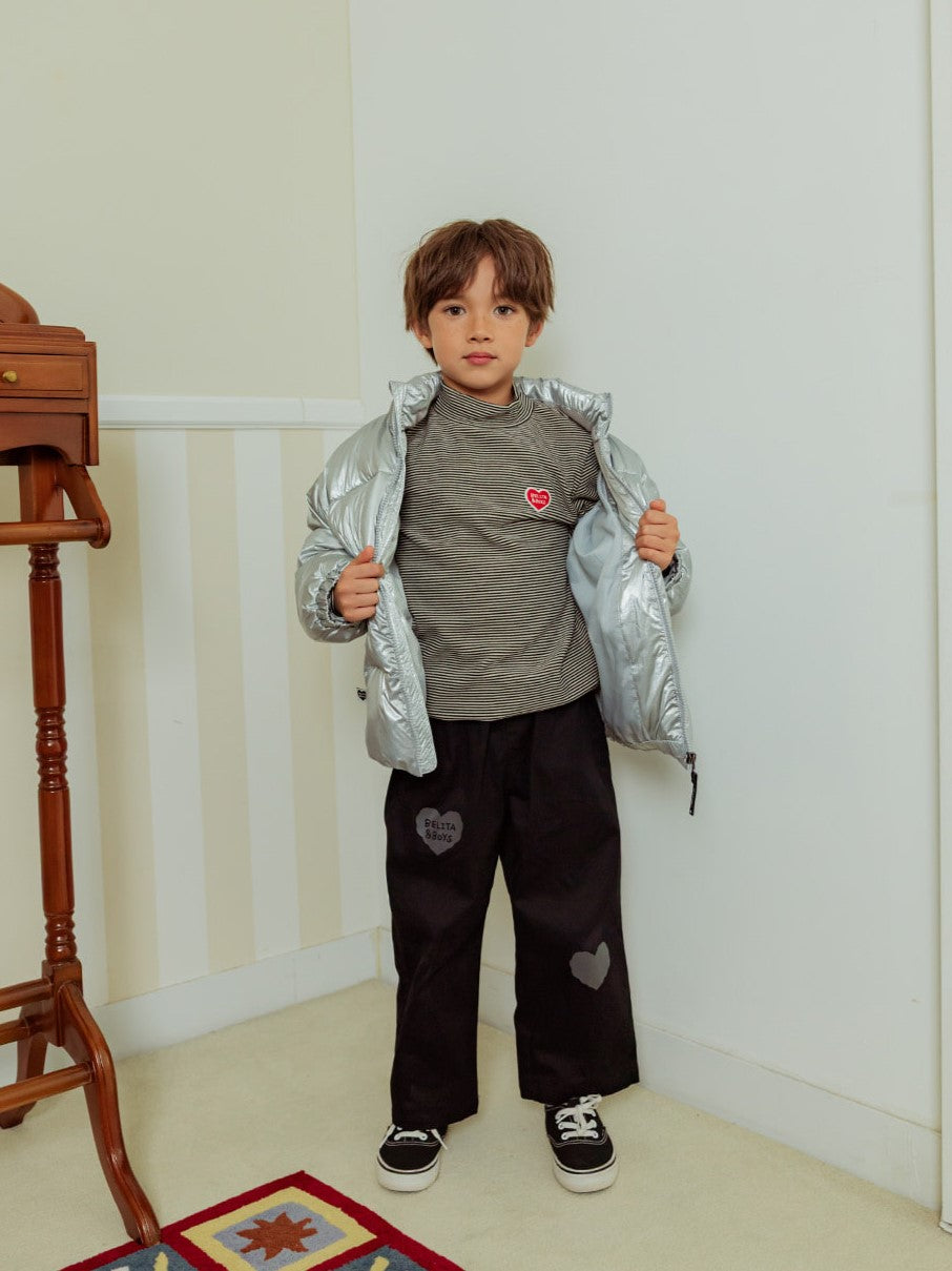 Black BB Heart Stripe High Neck Long Sleeve