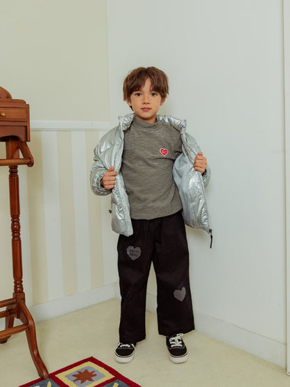 Black BB Heart Stripe High Neck Long Sleeve