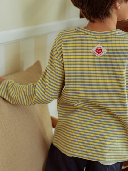 Light Blue BB Heart Stripe Rib Long Sleeve