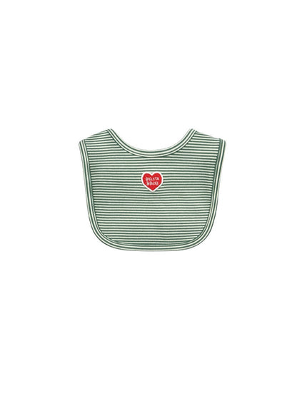 [BABY SET] Green Stripe Brushed Jumpsuit & Bib & Bonnet