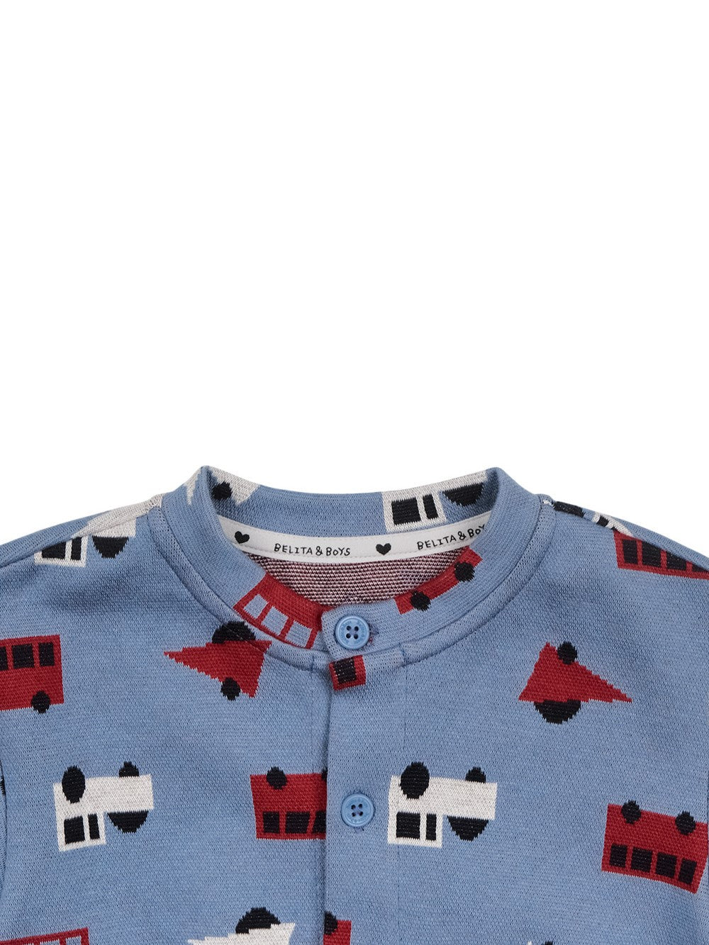 [BABY SET] Light Blue Bus and Truck Pattern Knit Cardigan & Bloomers