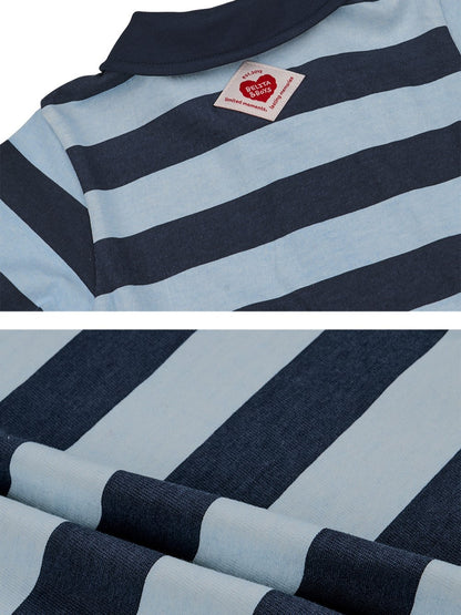 BABY Navy BB Heart Stripe Collar Jumpsuit