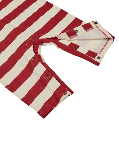 BABY Red BB Heart Stripe Collar Jumpsuit