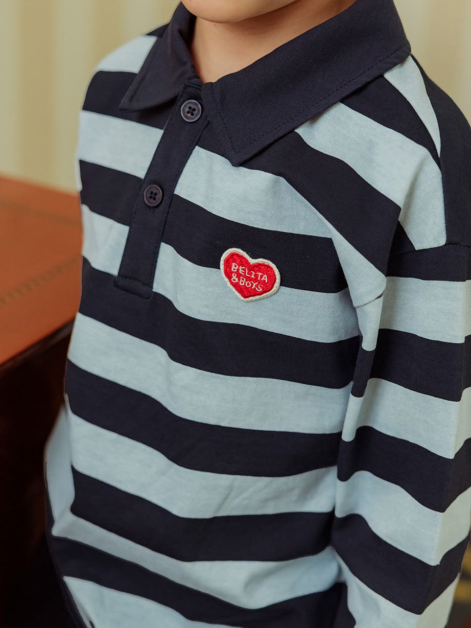 Navy BB Heart Stripe Rugby Shirt