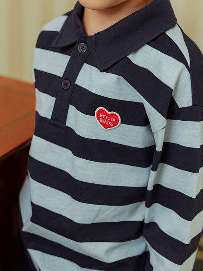 Navy BB Heart Stripe Rugby Shirt