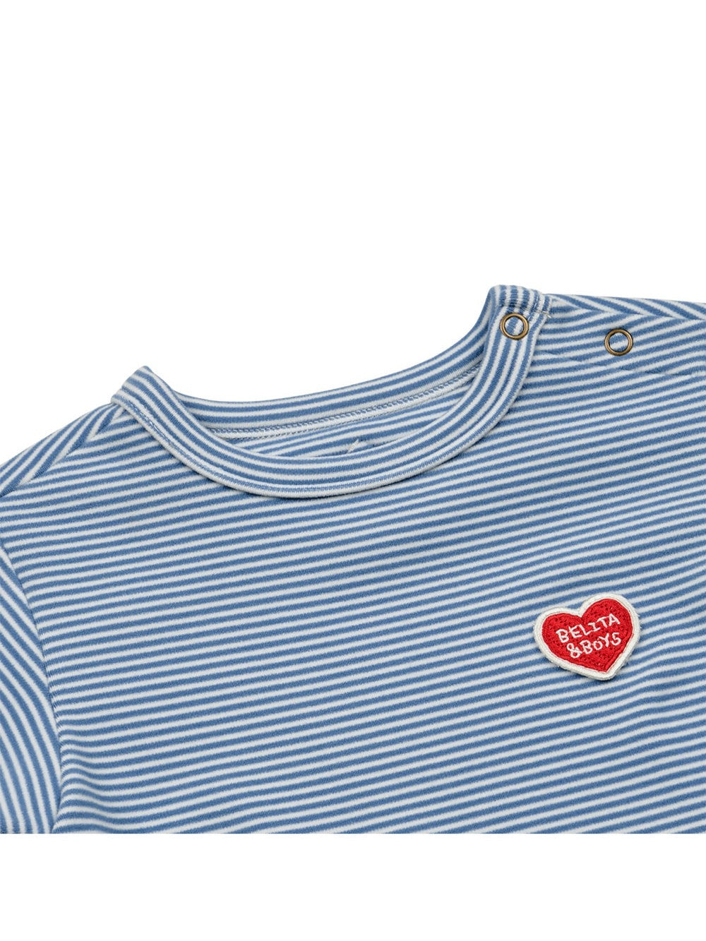 [BABY SET] Blue Stripe Brushed Jumpsuit & Bib & Bonnet