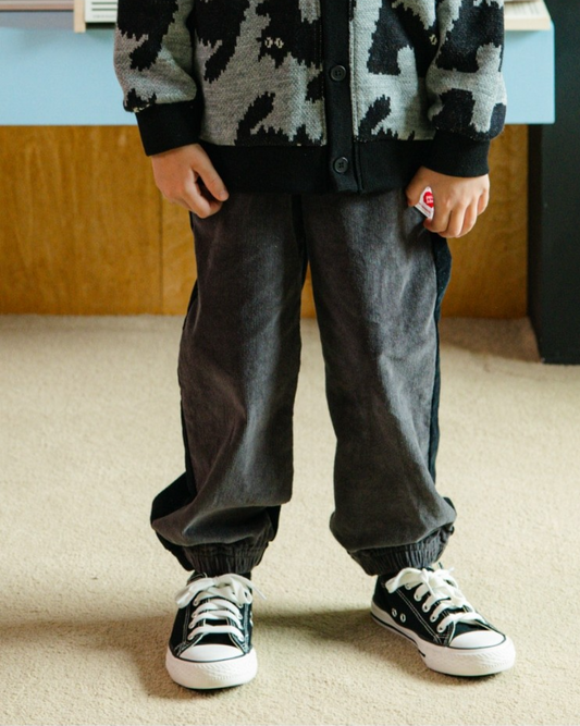Charcoal Color Block Corduroy Jogger