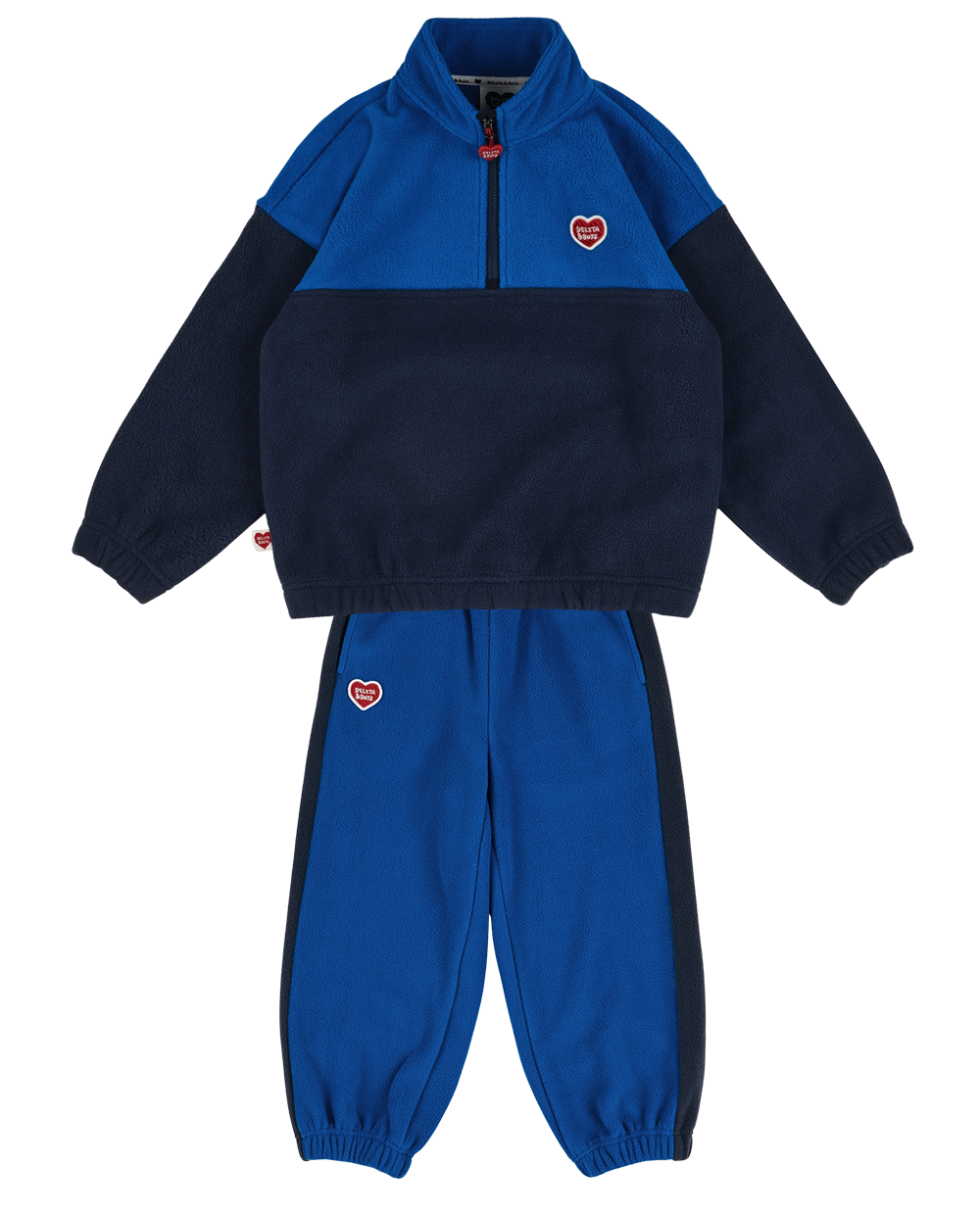 [SET] Navy BB Heart Color Block Fleece Half Zip up Jogger