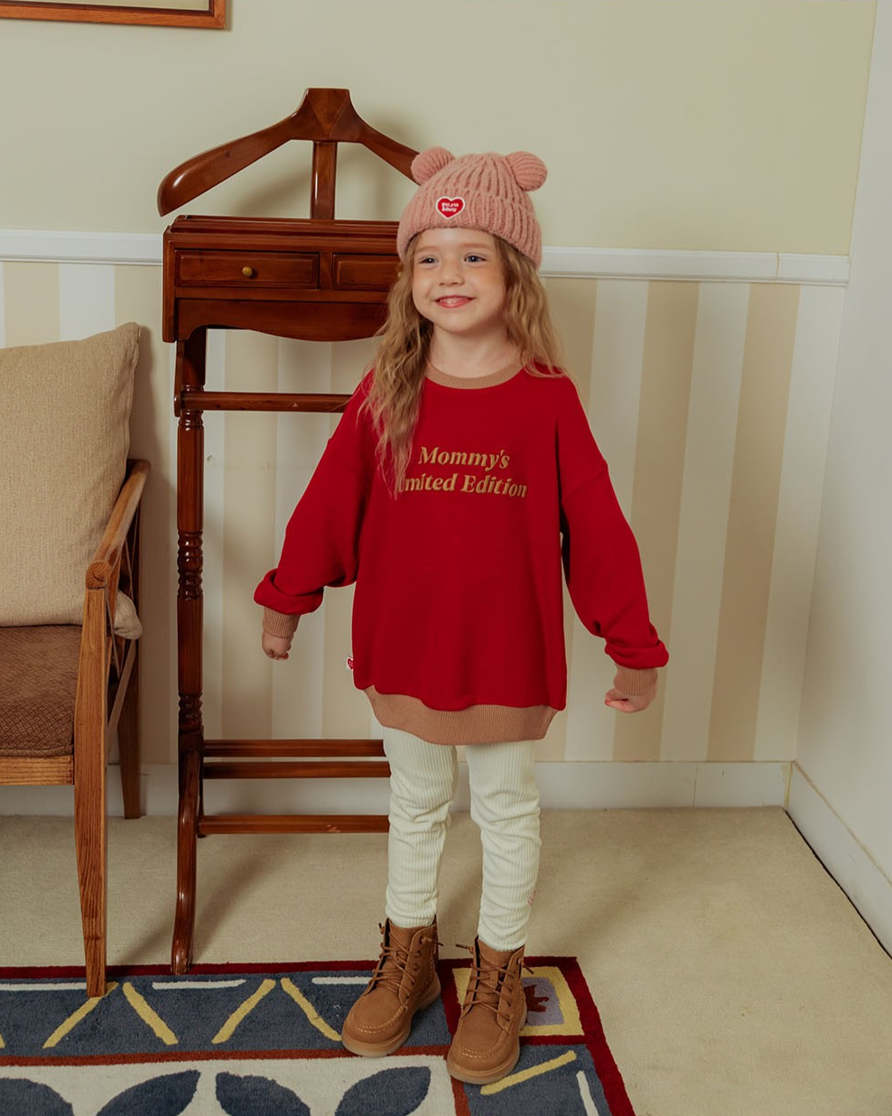 Red Mommy Color Block Knit Sweater