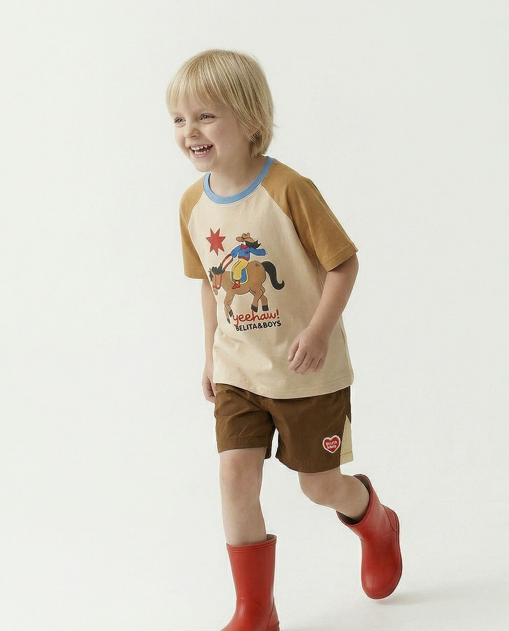 Brown BB Heart Edge Color Block Shorts