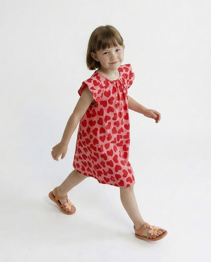 GIRL Pink BB Heart Pattern Polysucker Dress