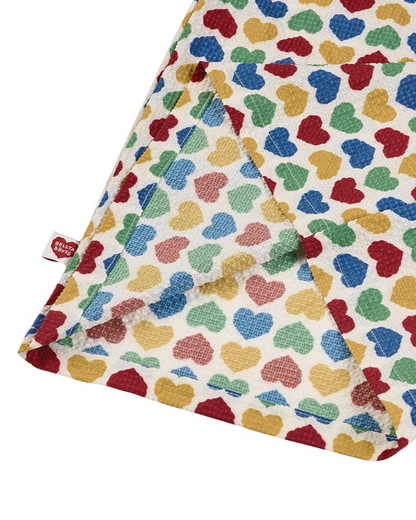 [GIRL SET] Cream Rainbow Heart Polysucker Blouse & Shorts