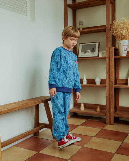 [SET] Blue Dog Pattern Jogger