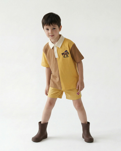 Yellow BB Heart Edge Color Block Shorts