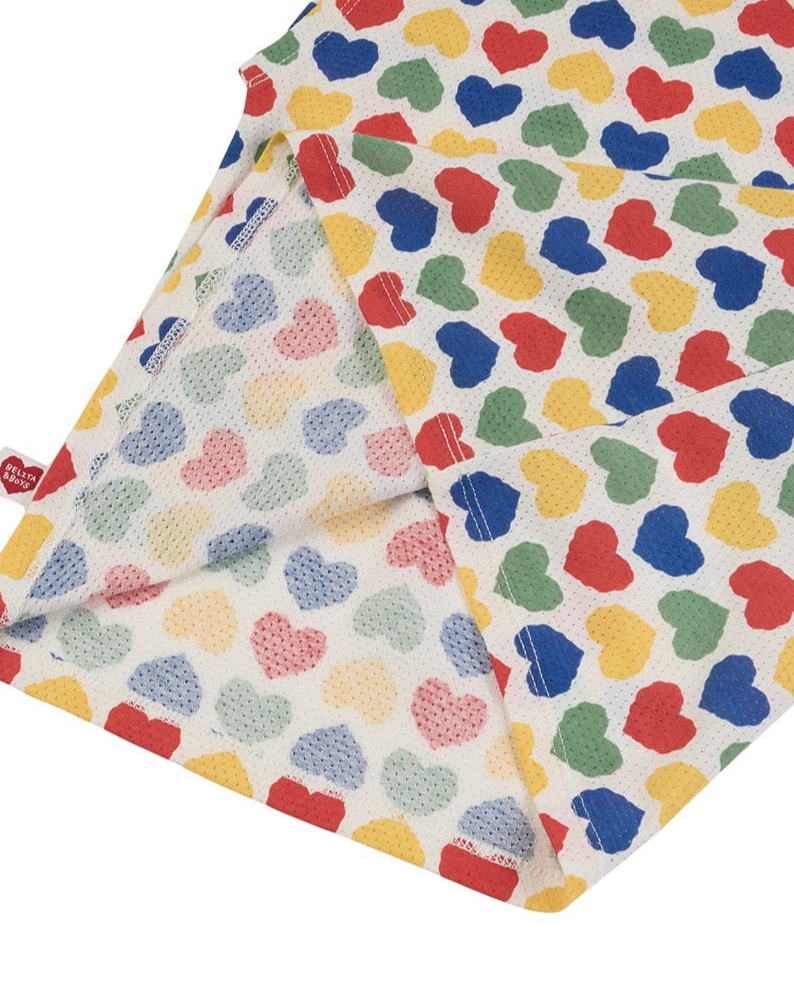 [SET] Cream Rainbow Heart Mesh Sleeveless Shorts