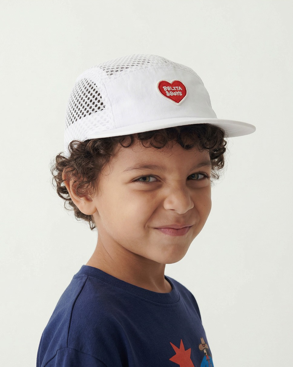 White BB Heart Mesh Camp Cap