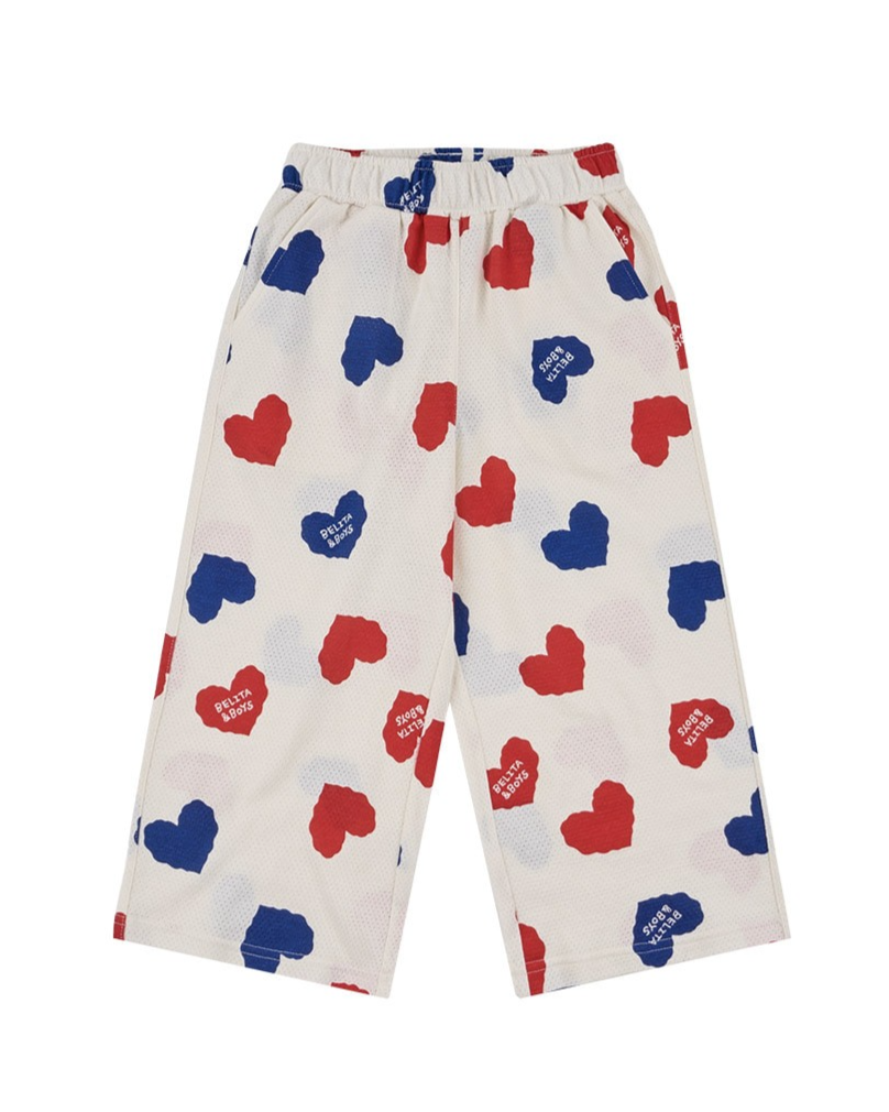 [SET] Ivory Red Blue Heart Pattern Mesh Sleeveless Crop