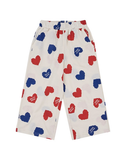 [SET] Ivory Red Blue Heart Pattern Mesh Sleeveless Crop