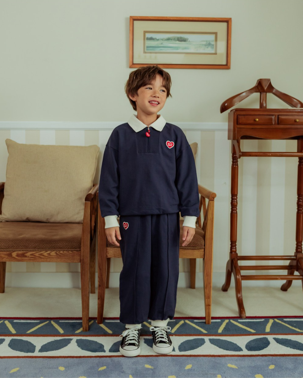 [SET] Navy BB Heart Collar Jogger