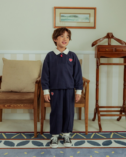 [SET] Navy BB Heart Collar Jogger