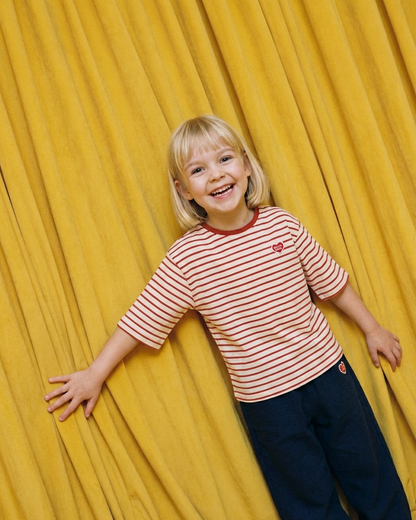 Red BB Heart Fine Stripe Mid Sleeve
