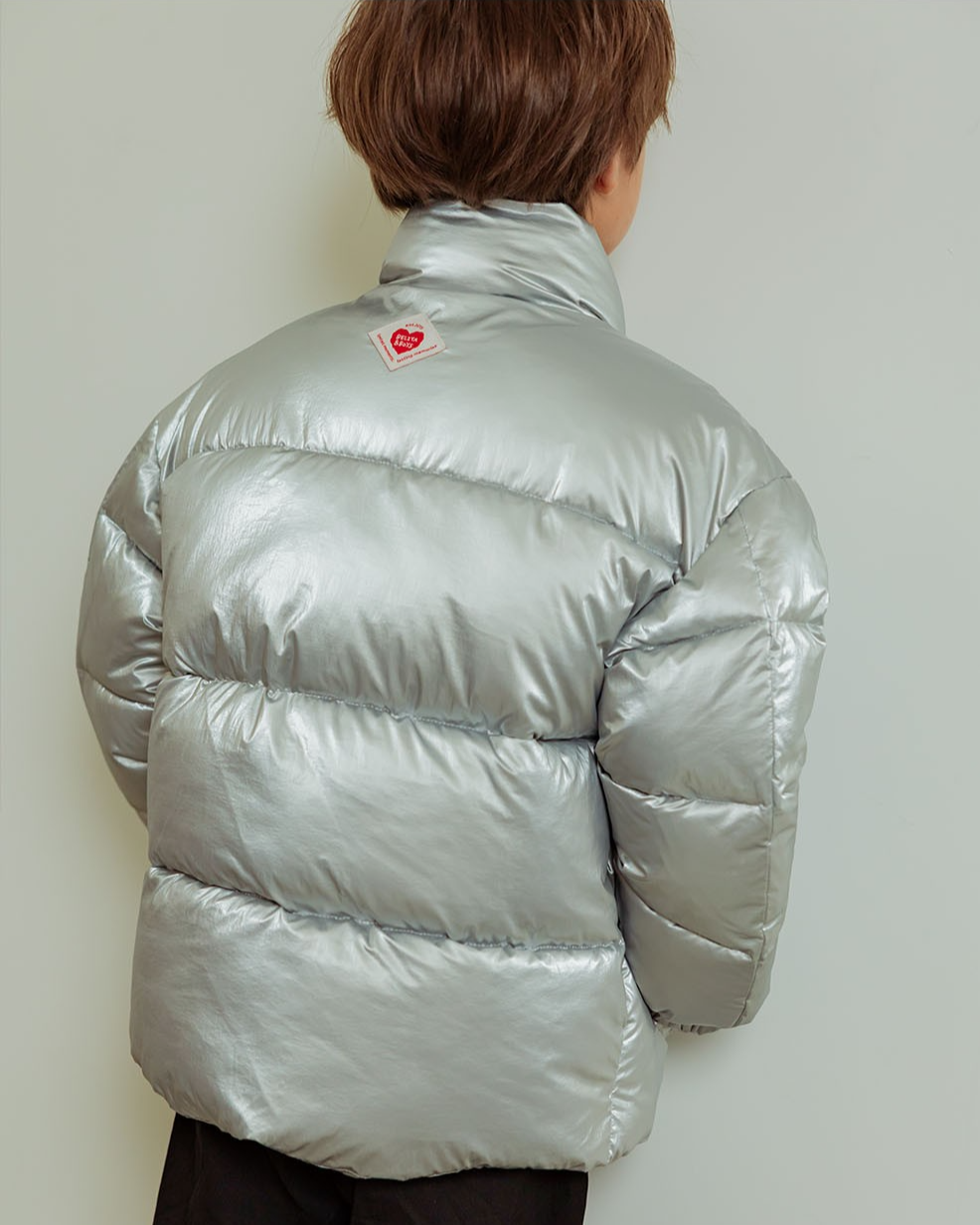 Satin Silver BB Heart Puffer Jumper