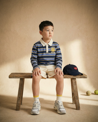 Navy Sun Multi Stripe Rugby Shirt