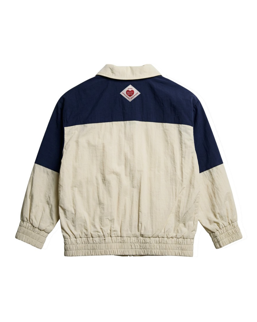 Cream Sun Color Block Collar Windbreaker