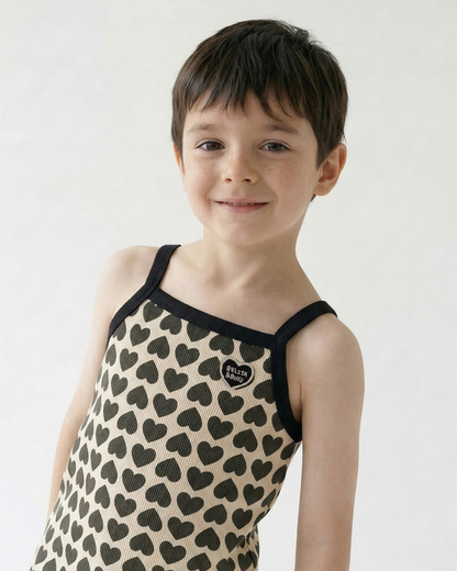 Charcoal BB Heart Pattern One Mile Sleeveless