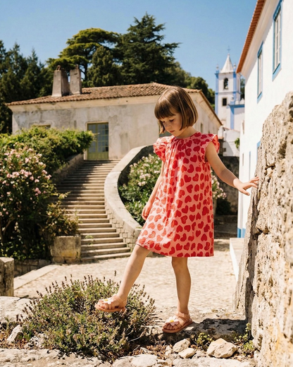 GIRL Pink BB Heart Pattern Polysucker Dress