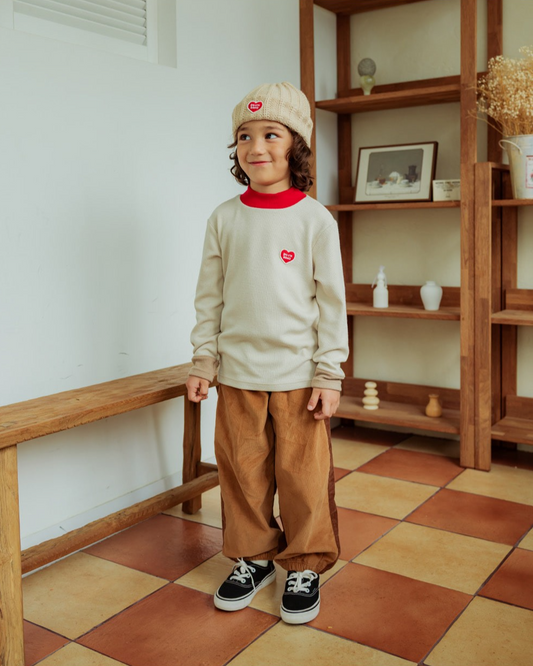 Light Beige Color Block Half Neck Knit