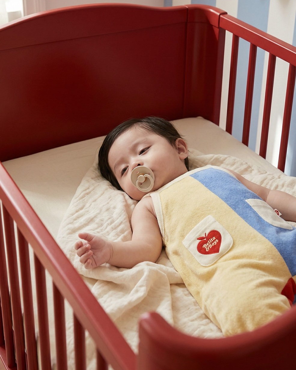 BABY Yellow Bubble Apple Color Block Terry Overall