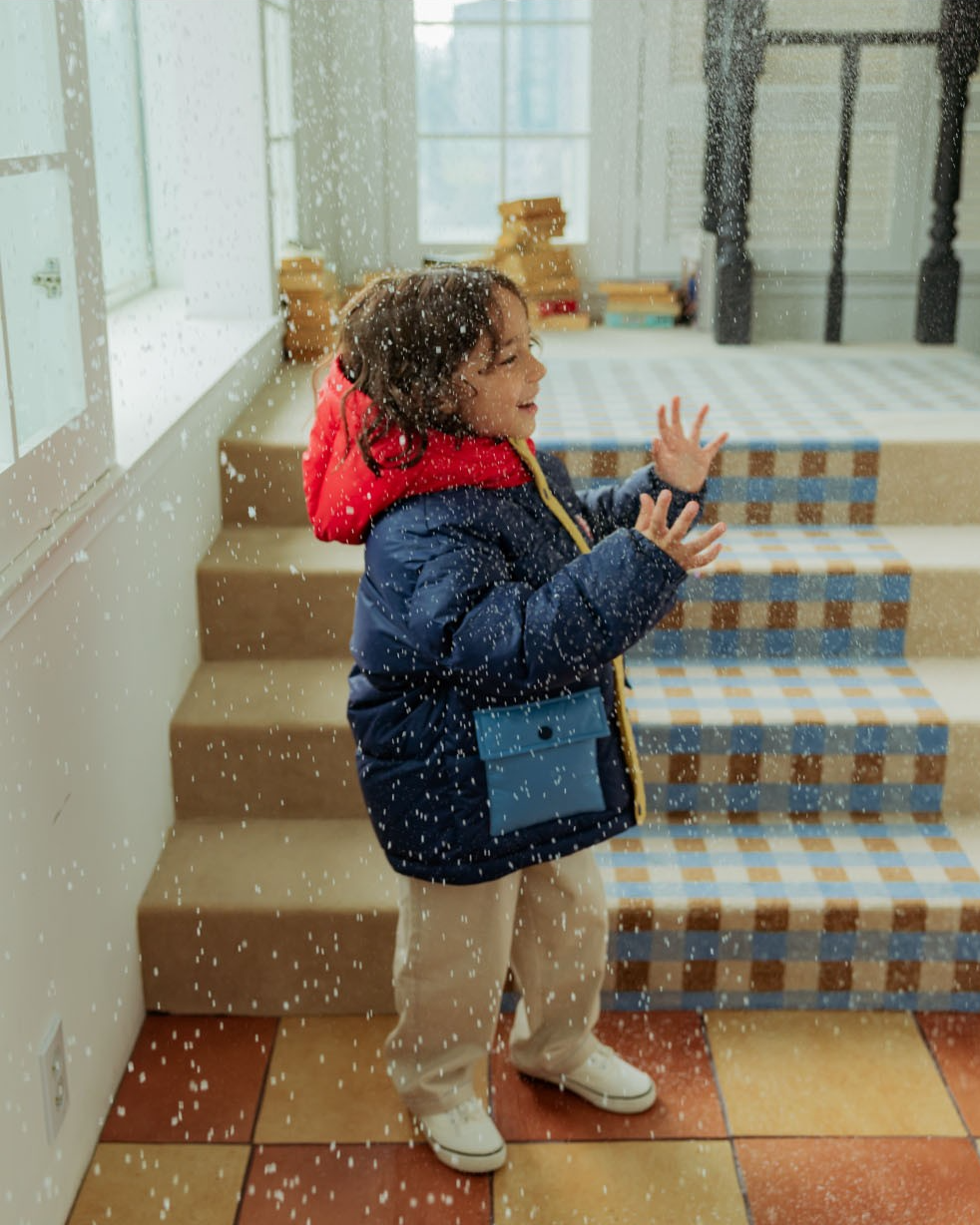 Navy Color Block Hooded Puffer Jumper