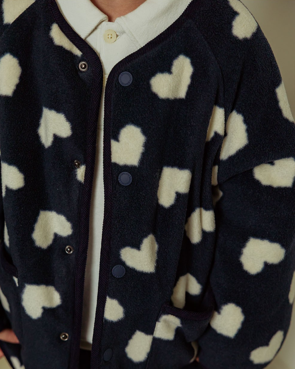 Navy BB Heart Pattern Reversible Jumper