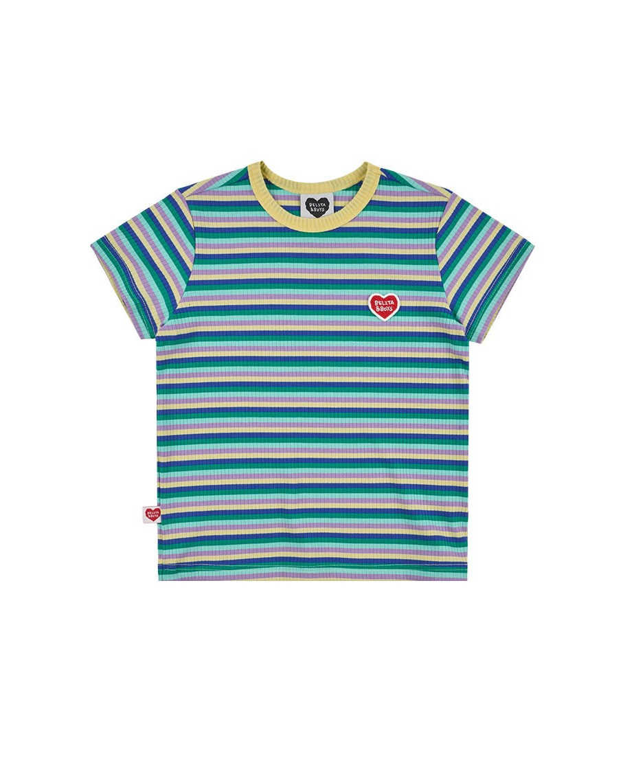 [SET] Light Yellow Colorful Stripe Short One Mile