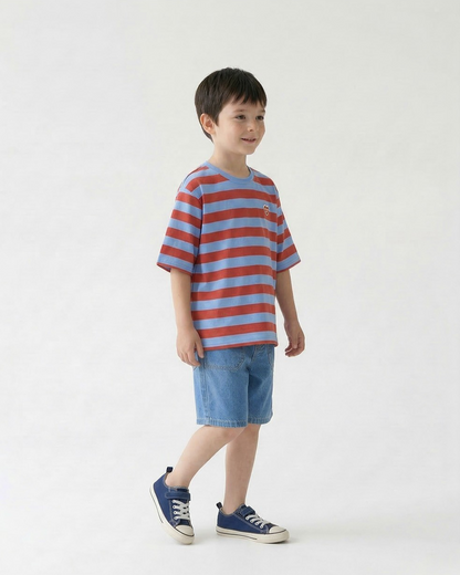 Red BB Heart Stripe Mid Sleeve