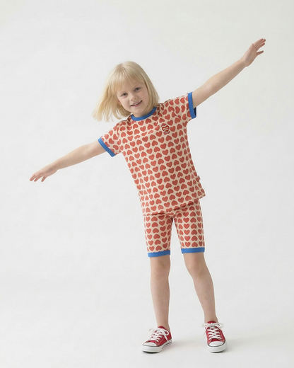 Red BB Heart Pattern One Mile Short Sleeve
