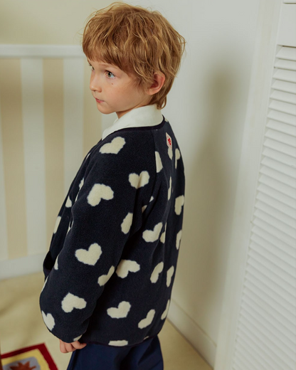 Navy BB Heart Pattern Reversible Jumper