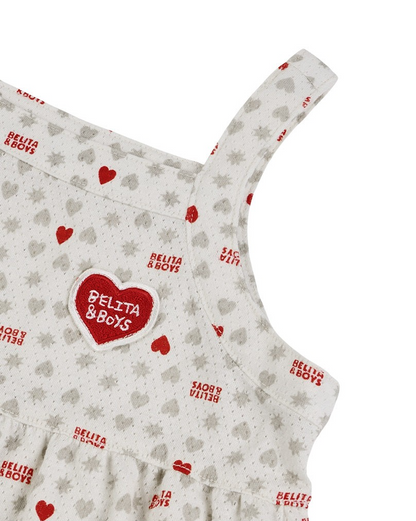 [BABY GIRL SET] Light Grey Heart Star Mesh Sleeveless Shorts