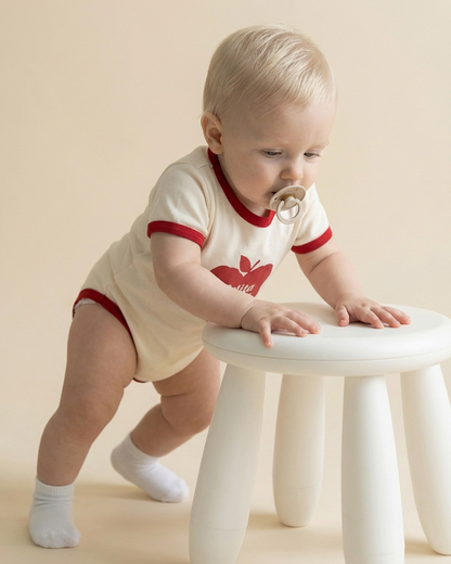 BABY Red Bubble Apple Short Jumpsuit