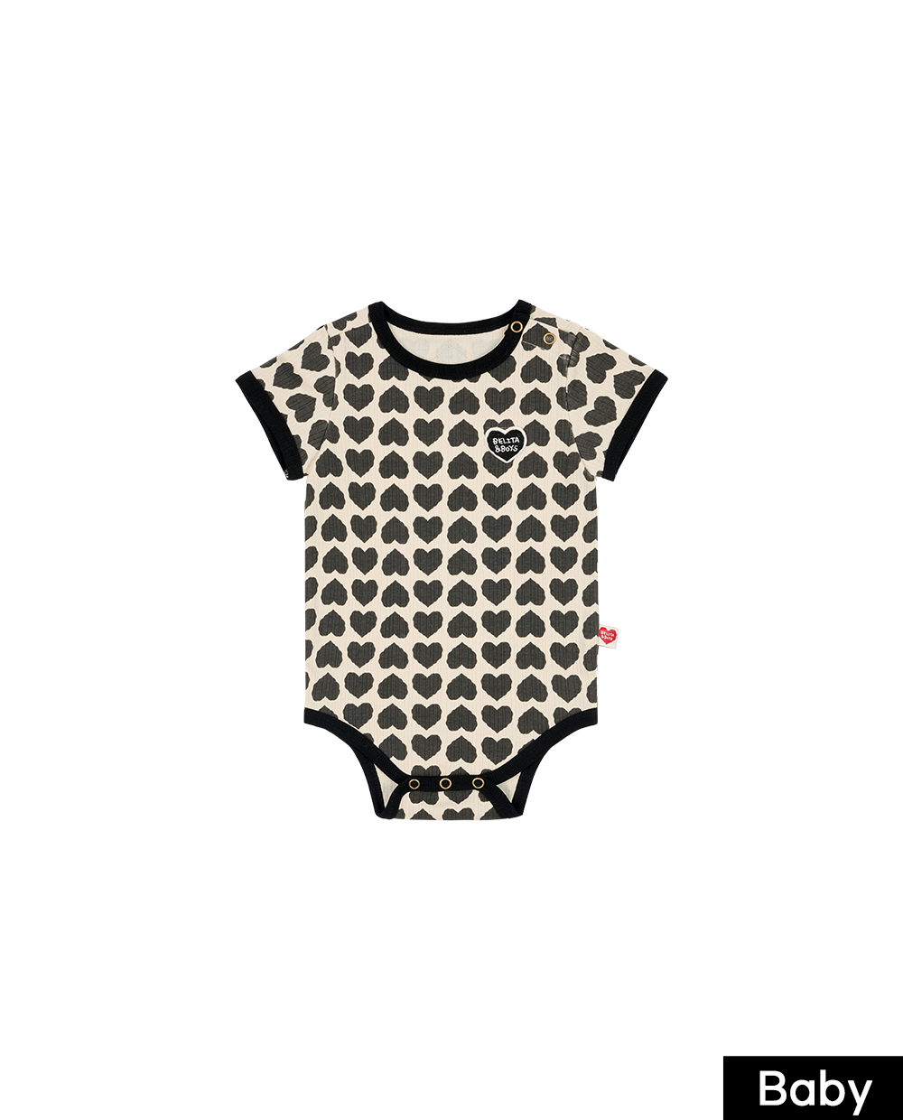 BABY Charcoal BB Heart Pattern Short Bodysuit
