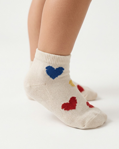 Cream BB Heart Jacquard Socks