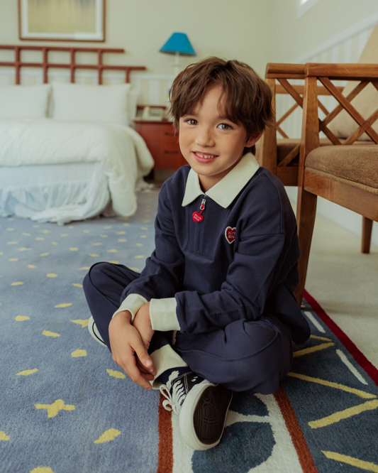 [SET] Navy BB Heart Collar Jogger