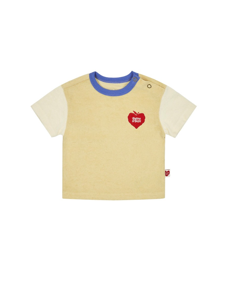[BABY SET] Yellow Bubble Apple Color Block Terry Shorts