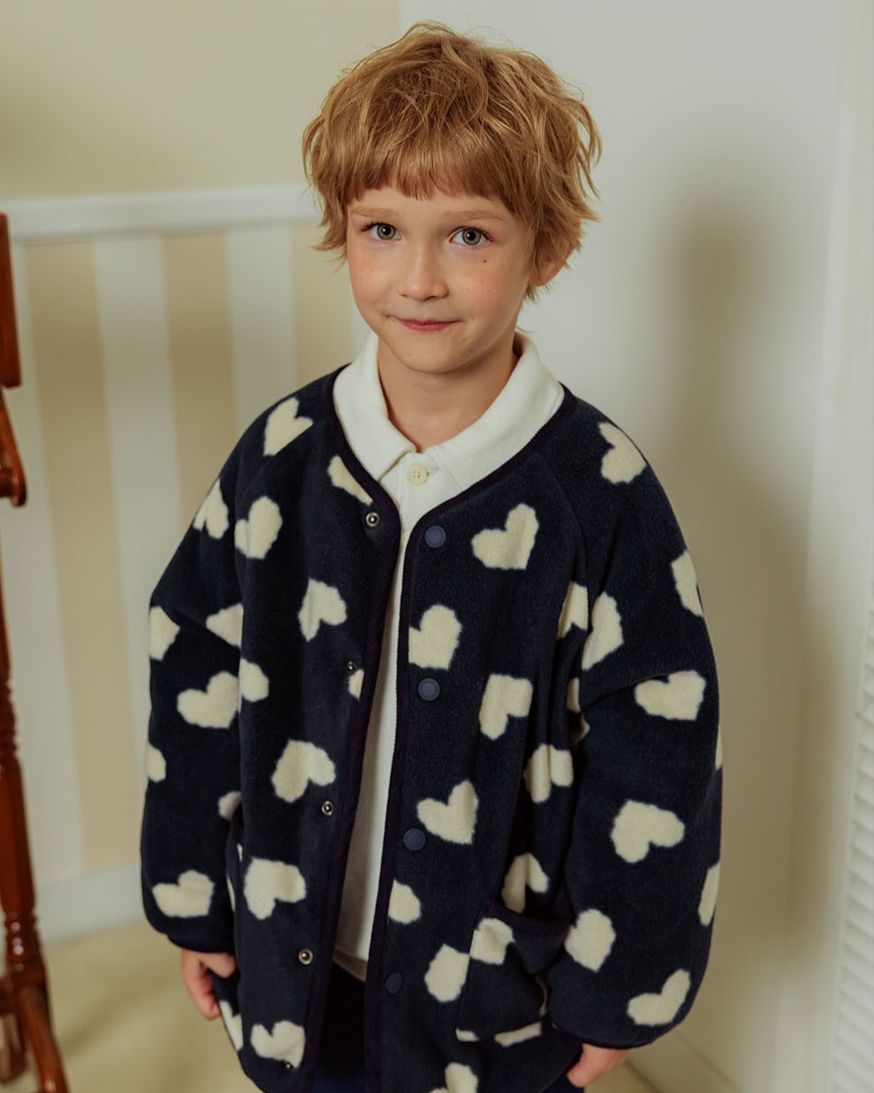 Navy BB Heart Pattern Reversible Jumper