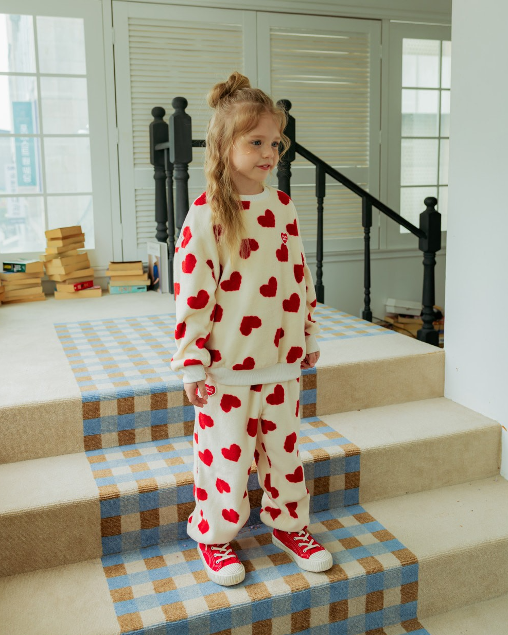 [SET] Red BB Heart Pattern Fleece Jogger