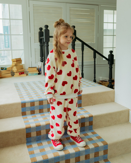 [SET] Red BB Heart Pattern Fleece Jogger